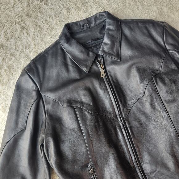 Wild Ride Women's Vintage Black Leather Fitted Motorcycle Jacket Lined 22 XL - Picture 5 of 13